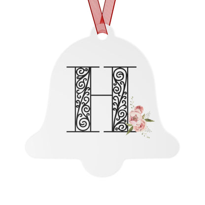 Floral Letters: Letter H - Metal Christmas Ornament - Whippie's