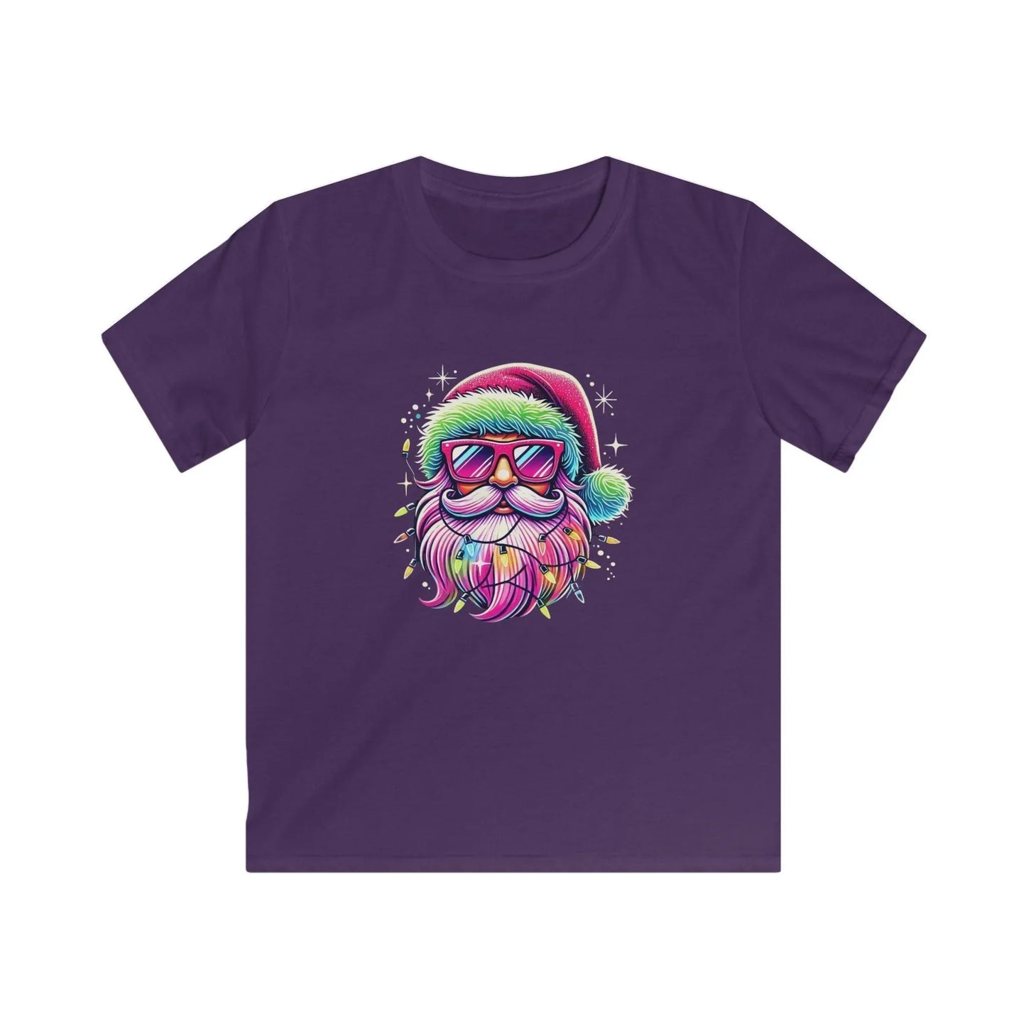 Shine Bright Like Santa! ✨🎅🎄🌈 Kids Softstyle Tee - Whippie's