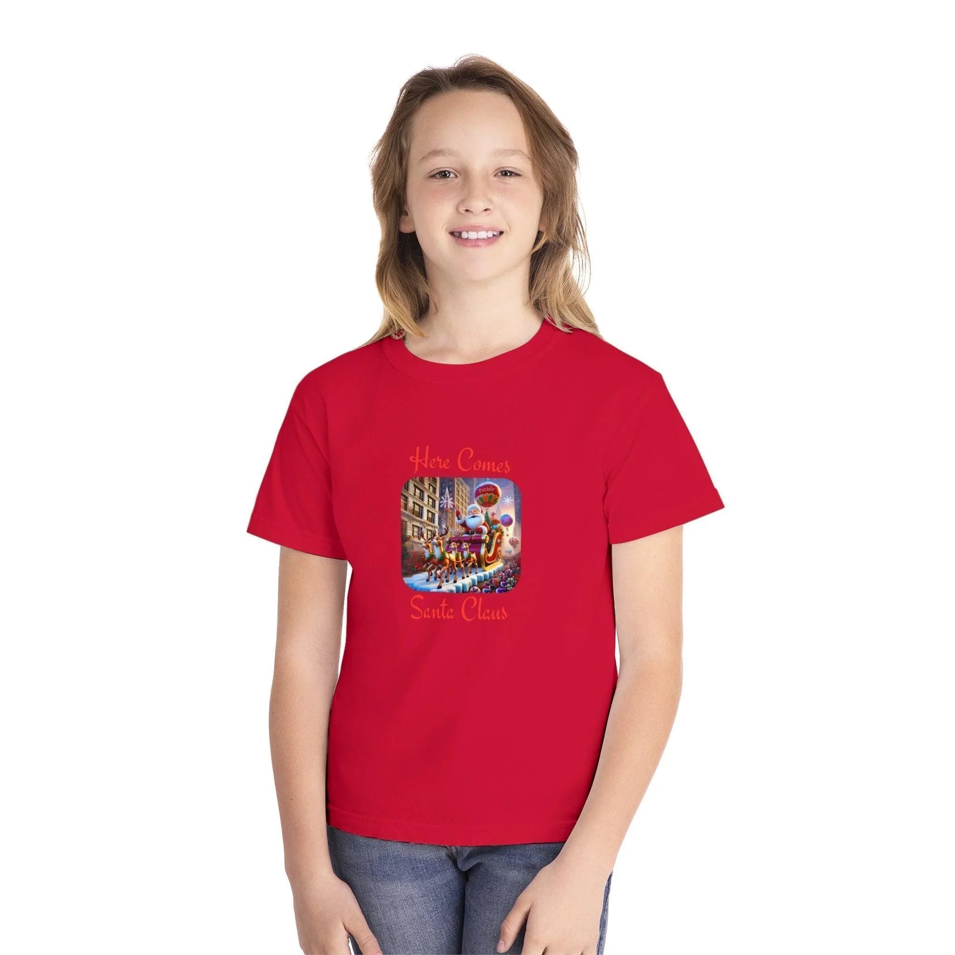 🎅 Here Comes Santa Claus 🎄 Youth Midweight Tee ✨ - Whippie's