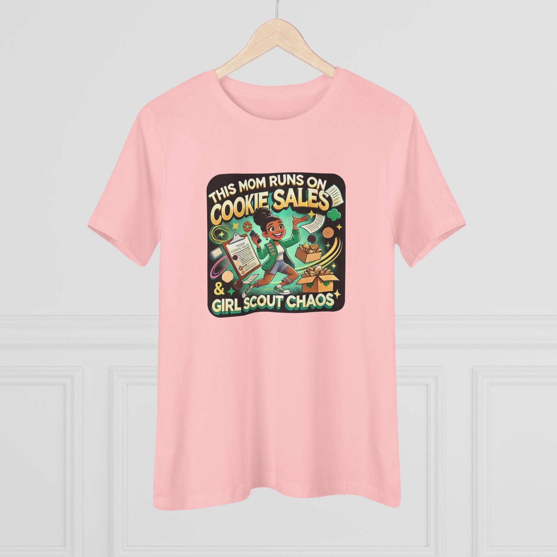 This Mom Runs on Cookies and Girl Scout Chaos - Women's Tee - Embrace the Girl Scout Hustle! (Leader Edition) - Whippie's