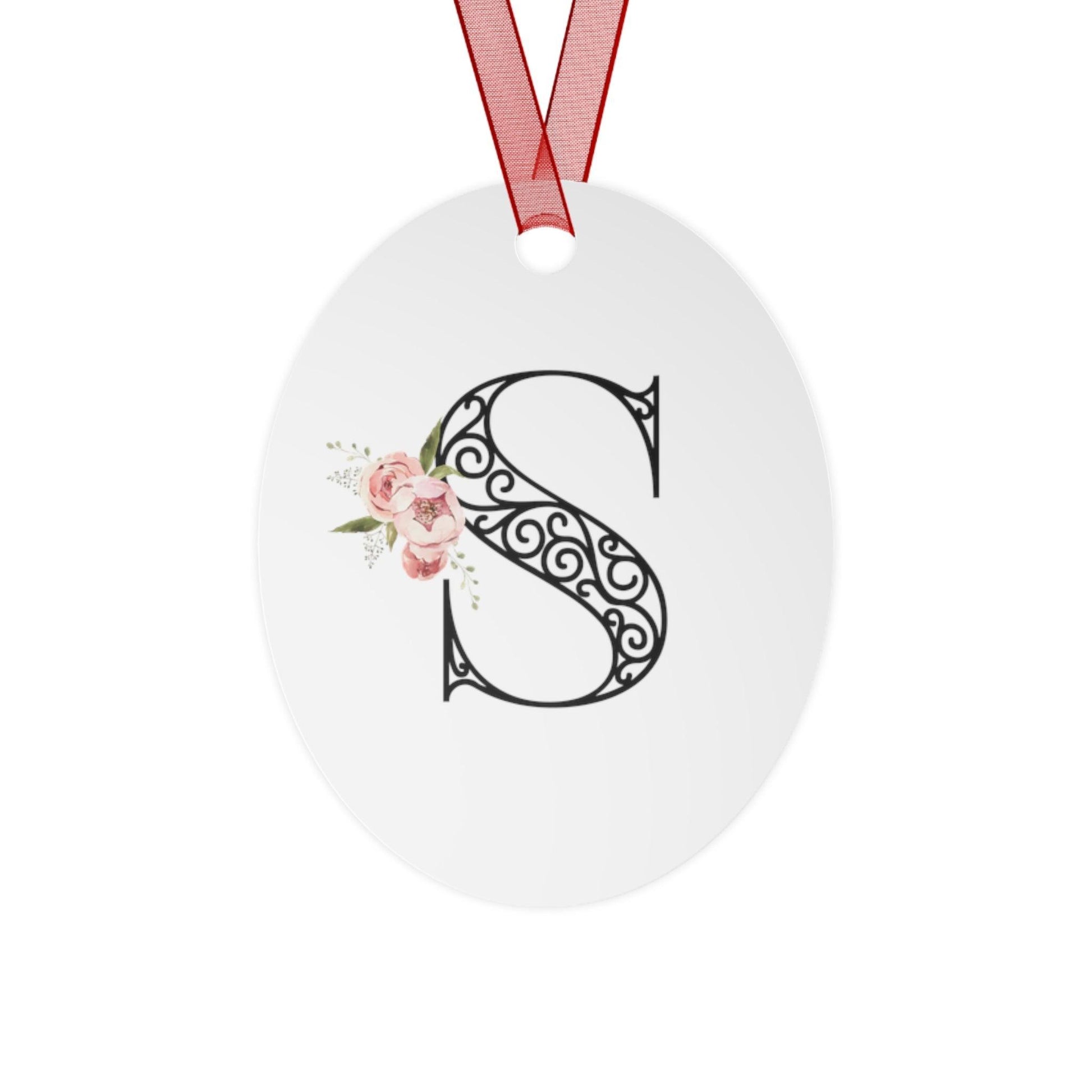 Floral Letters: Letter S - Metal Christmas Ornament - Whippie's