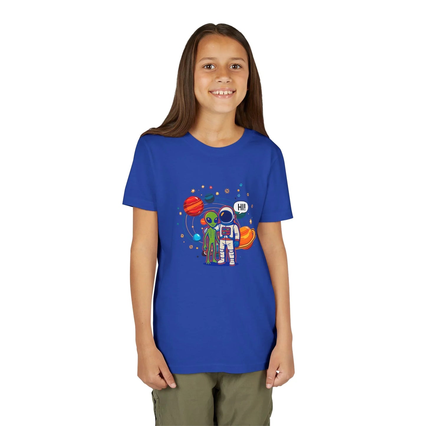 Greetings from Outerspace: Friendly Alien & Astronaut Youth Tee