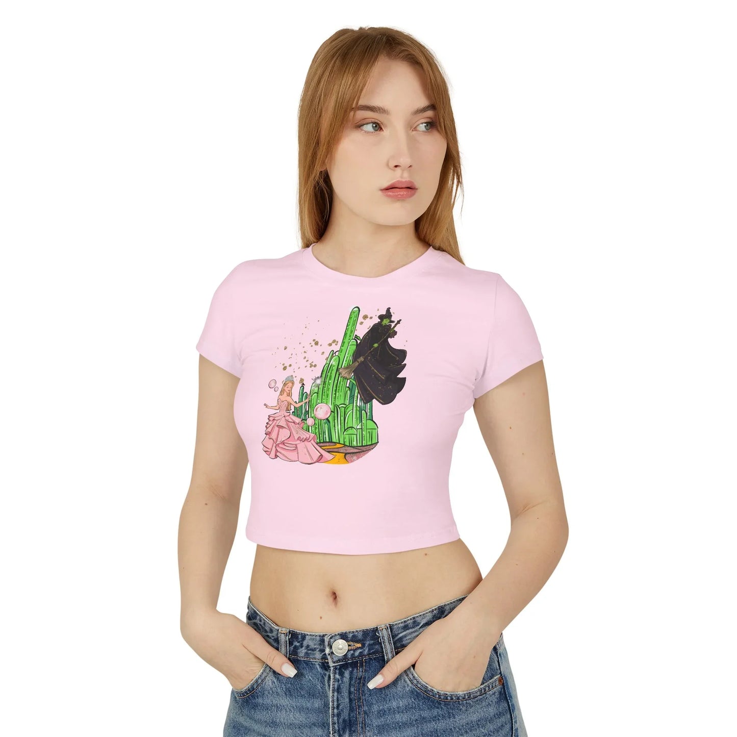 Emerald City Magic: Glinda vs. Elphaba Women's Baby Tee - Whippie's
