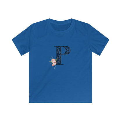 Floral Letters: Letter P - Kids Softstyle Tee - Whippie's