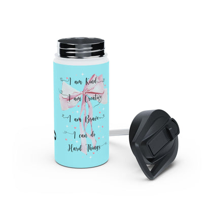 I am Kind, I am Creative, I am Brave, I can Do Hard Things Stainless Steel Water Bottle - Personalizable - Whippie's