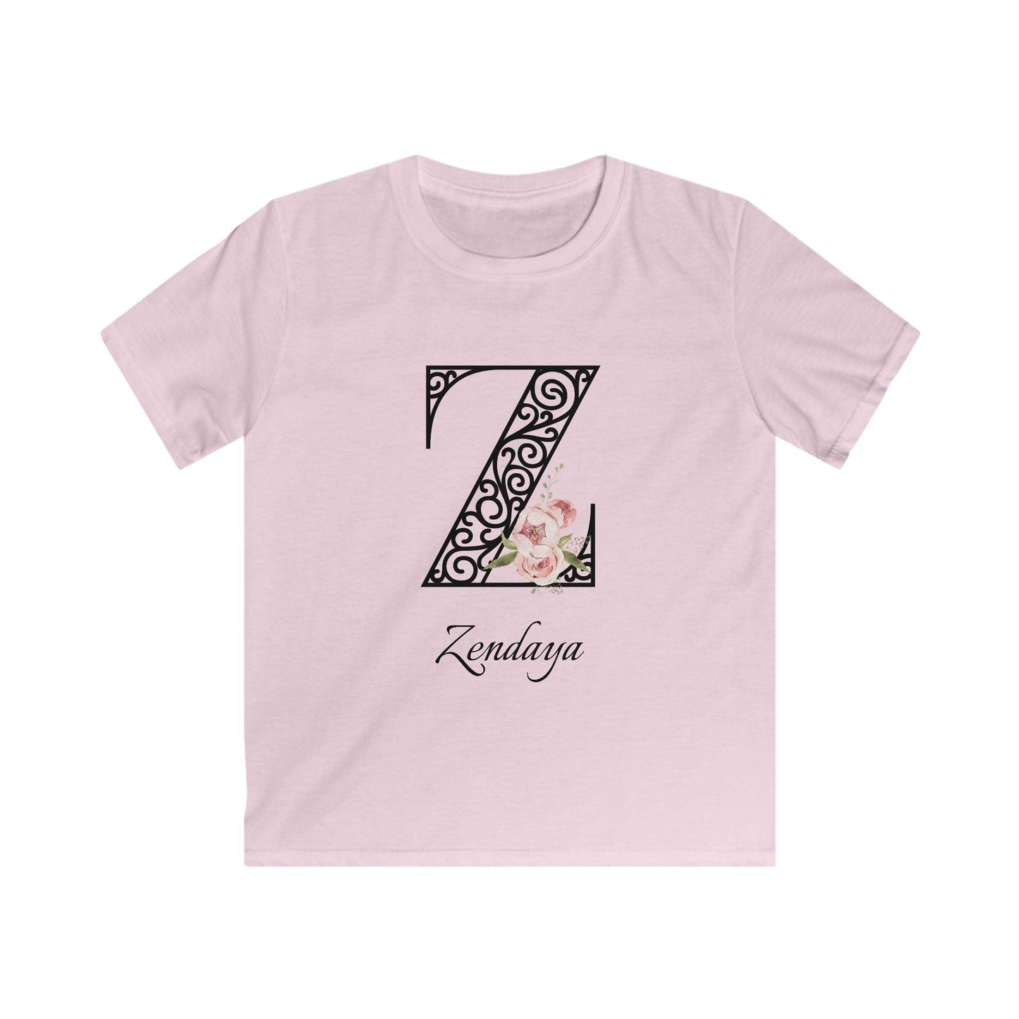 Floral Letters: Letter Z - Peony Youth Tee - Personalizable - Whippie's