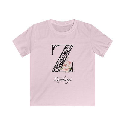 Floral Letters: Letter Z - Peony Youth Tee - Personalizable - Whippie's