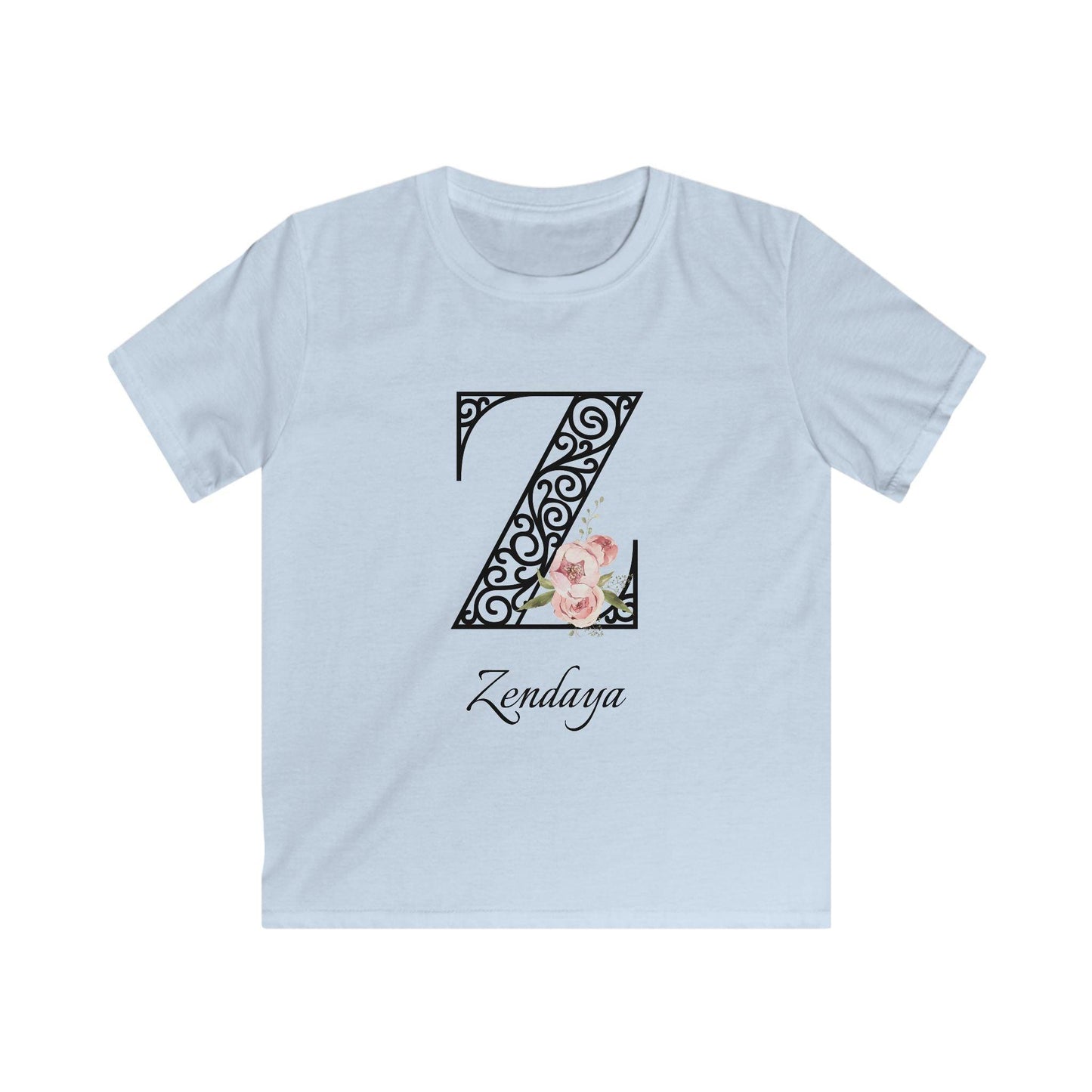 Floral Letters: Letter Z - Peony Youth Tee - Personalizable - Whippie's