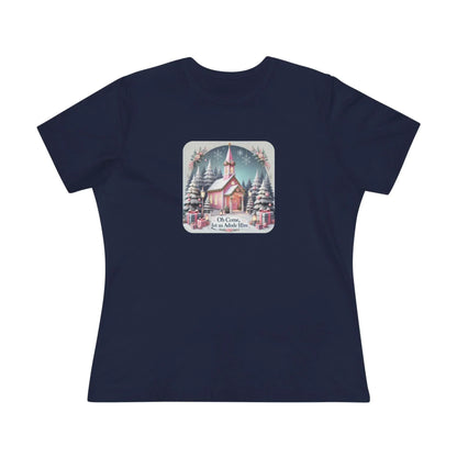 💖⛪ Pink Church - Oh Come, Let Us Adore Him ❄️🎁 - Women's Softstyle Tee - Whippie's