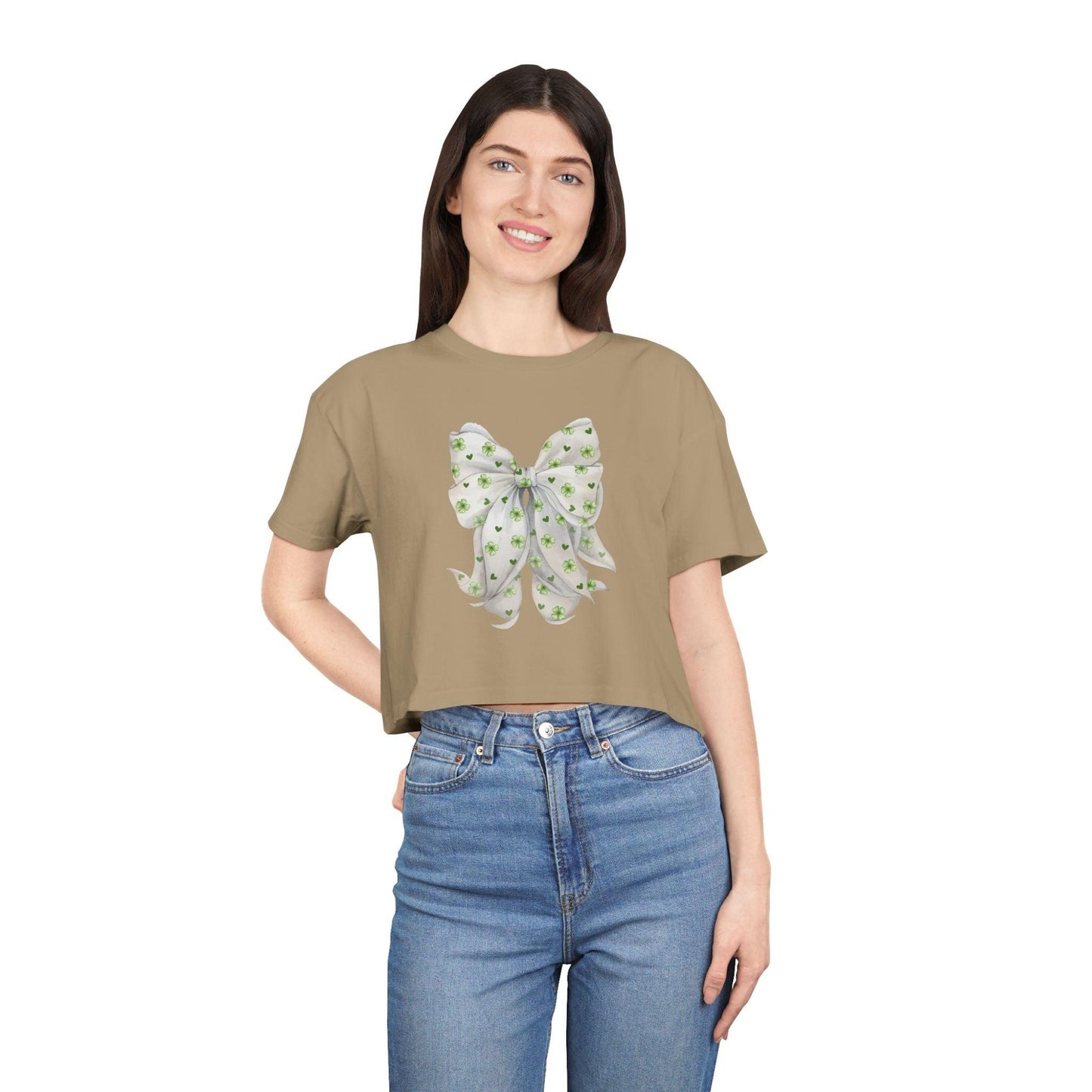 Shamrock Hearts Women's Cropped Tee - Spread the Luck and Love! - Whippie's
