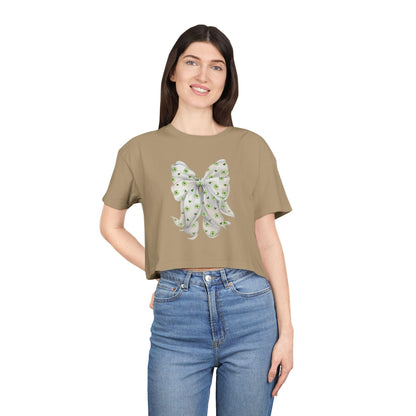 Shamrock Hearts Women's Cropped Tee - Spread the Luck and Love! - Whippie's