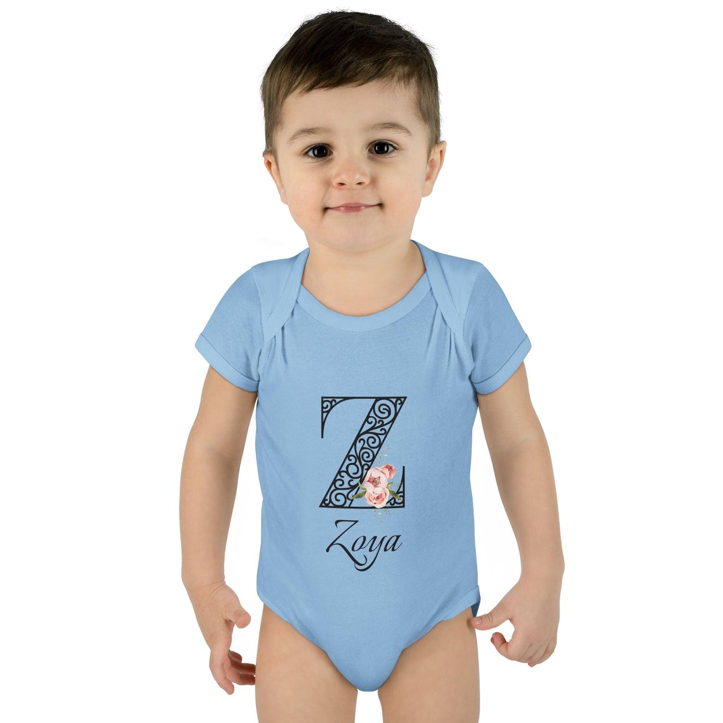 Floral Letters: Letter Z - Peony Baby Onesie - Personalizable - Whippie's