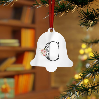 Floral Letters: Letter C - Metal Christmas Ornament - Whippie's