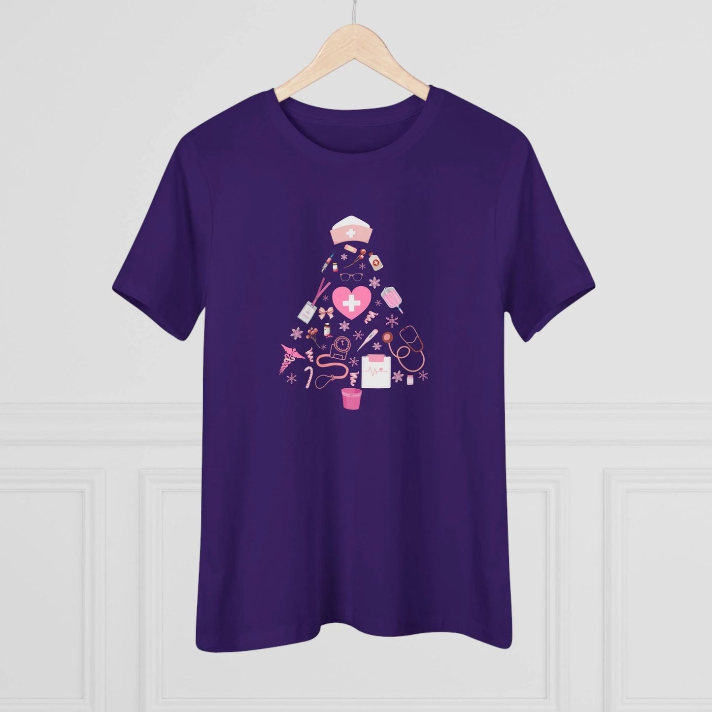 💖 Nurse's Pink Christmas Tree 💖 - Women's Softstyle T-shirt - Whippie's