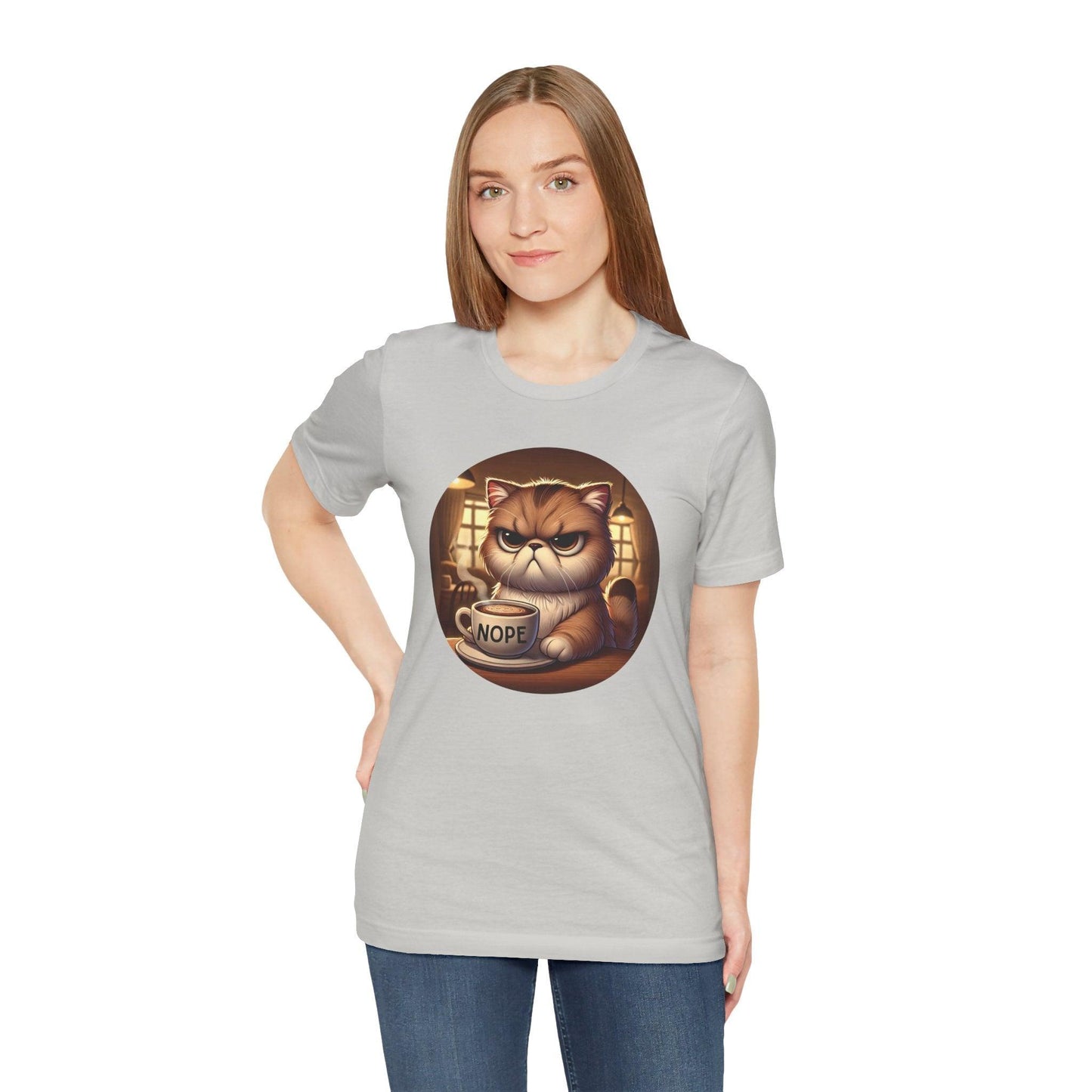 Grumpy Cat Cafe - Unisex Jersey Tee - 🐱☕ Nope, Not Today! ☕🐱 - Whippie's
