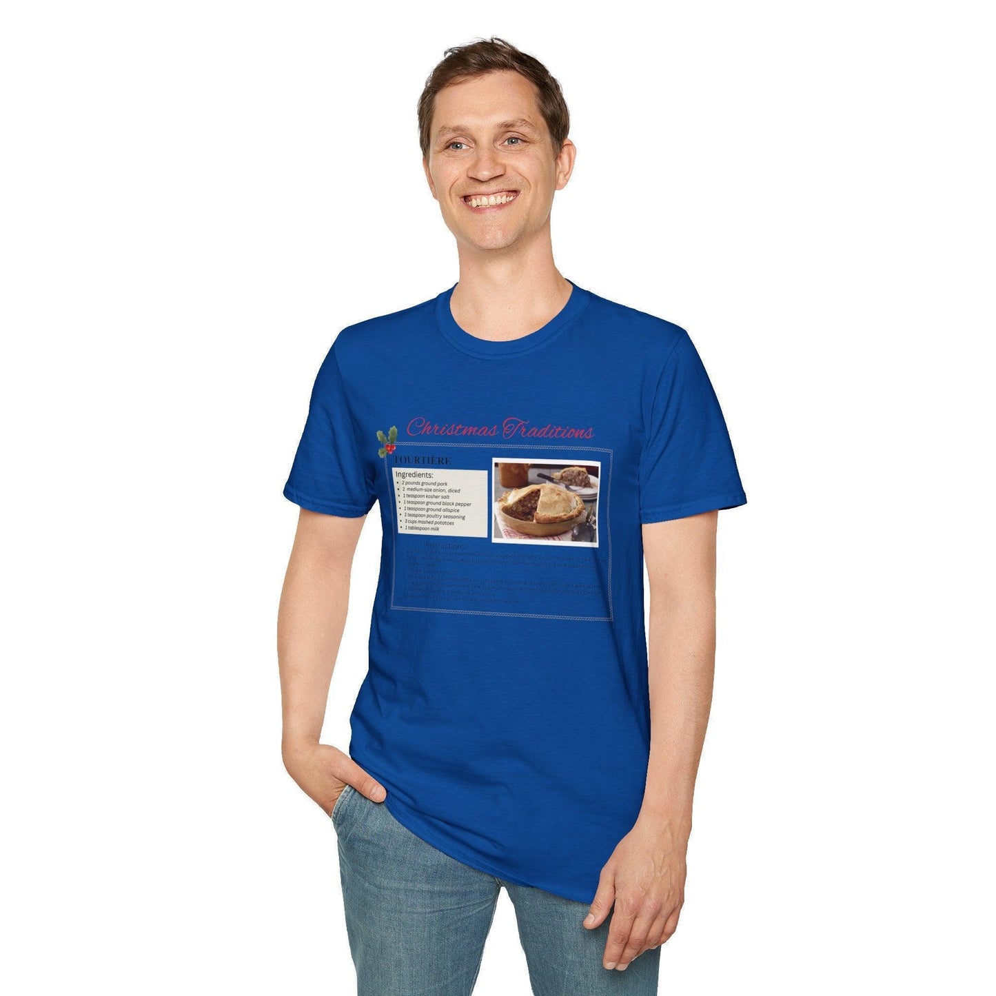 Tourtière Recipe Card - Unisex T-Shirt - French Canadian Christmas Traditions! 🎄 - Whippie's