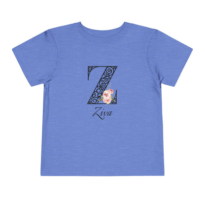 Floral Letter: Letter Z - Peony Toddler Tee - Personalizable