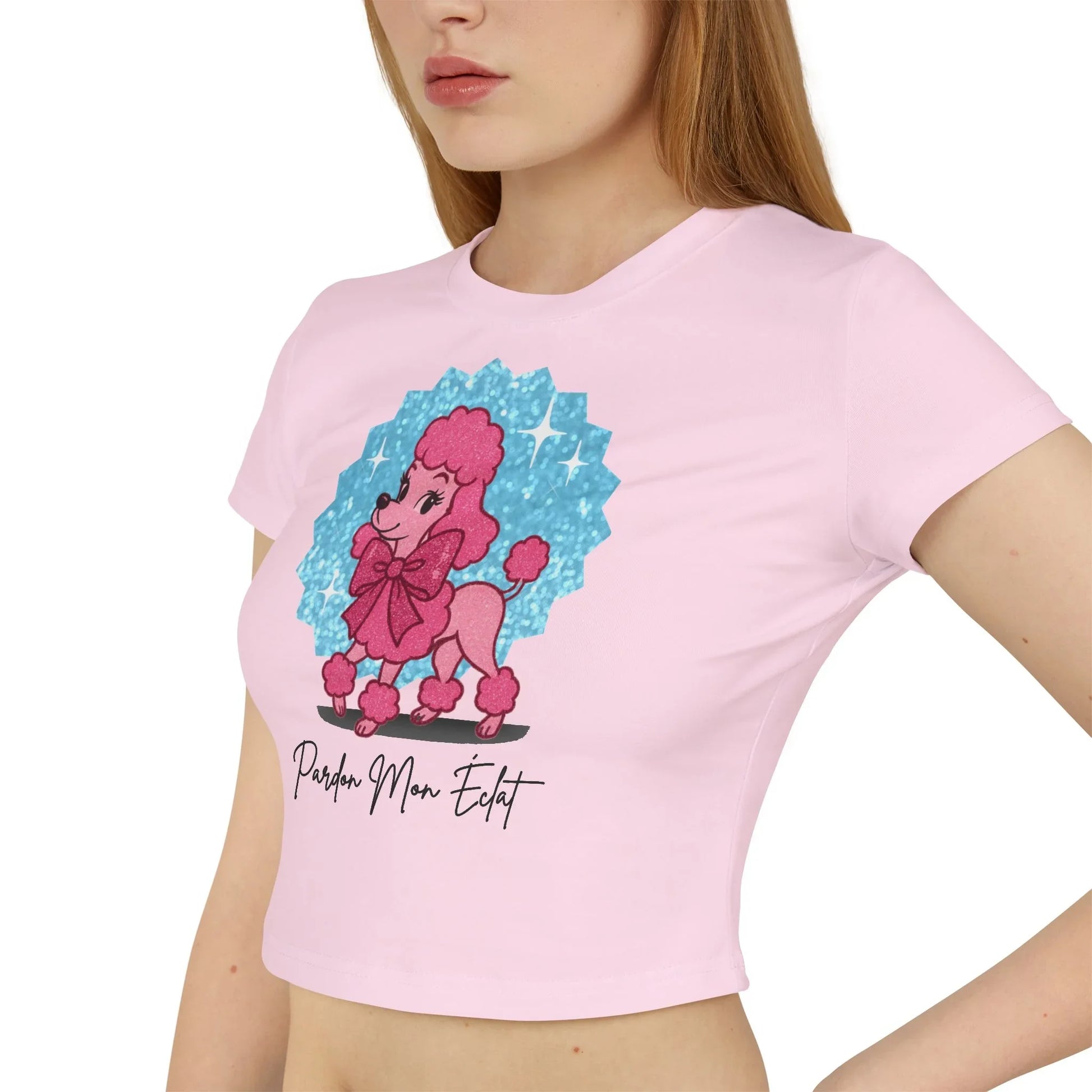 Pardon Mon Éclat (Excuse My Sparkle) Pink Poodle Women's Baby Tee - Whippie's