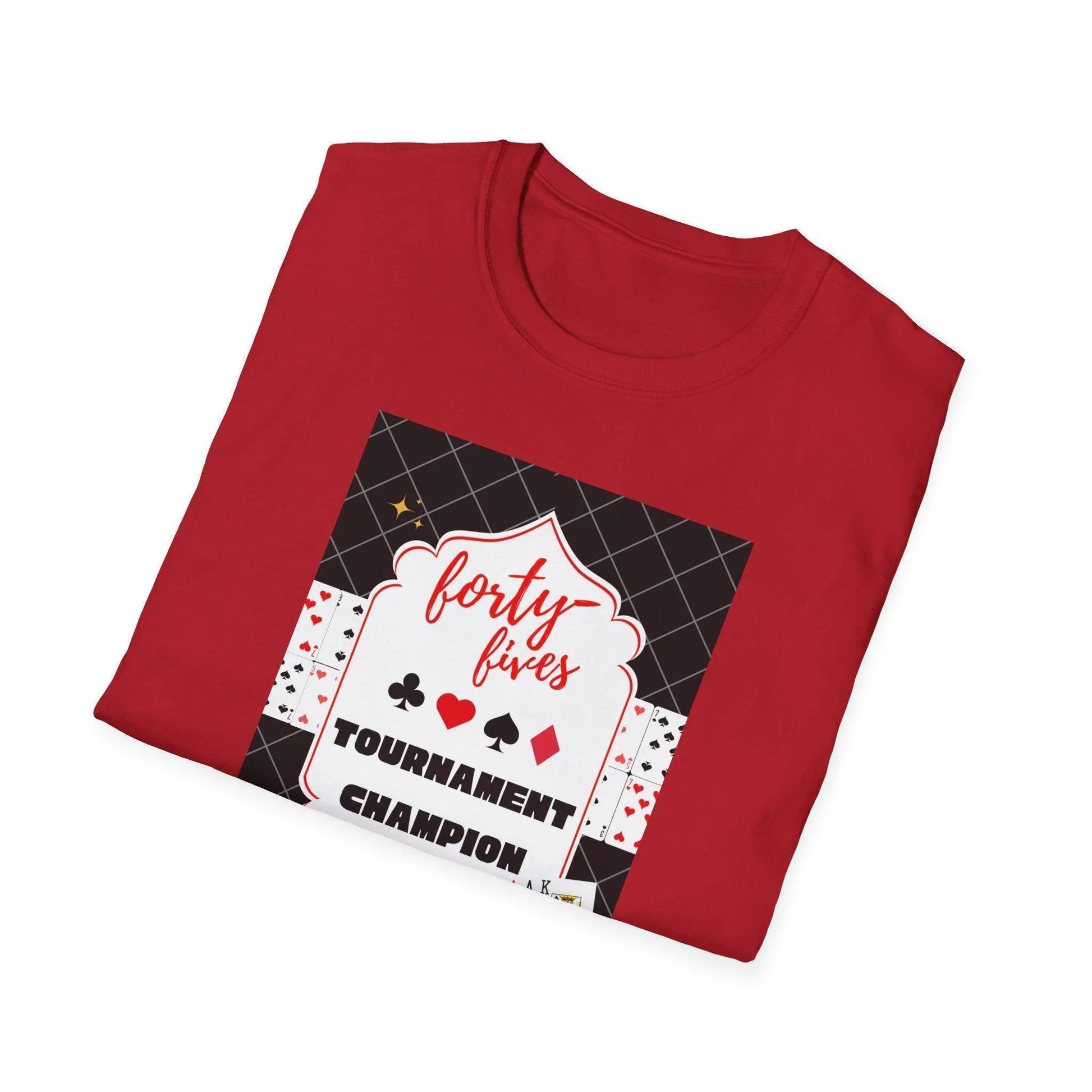 Forty-Fives Tournament Champion - Black Background - Unisex T-Shirt - Whippie's