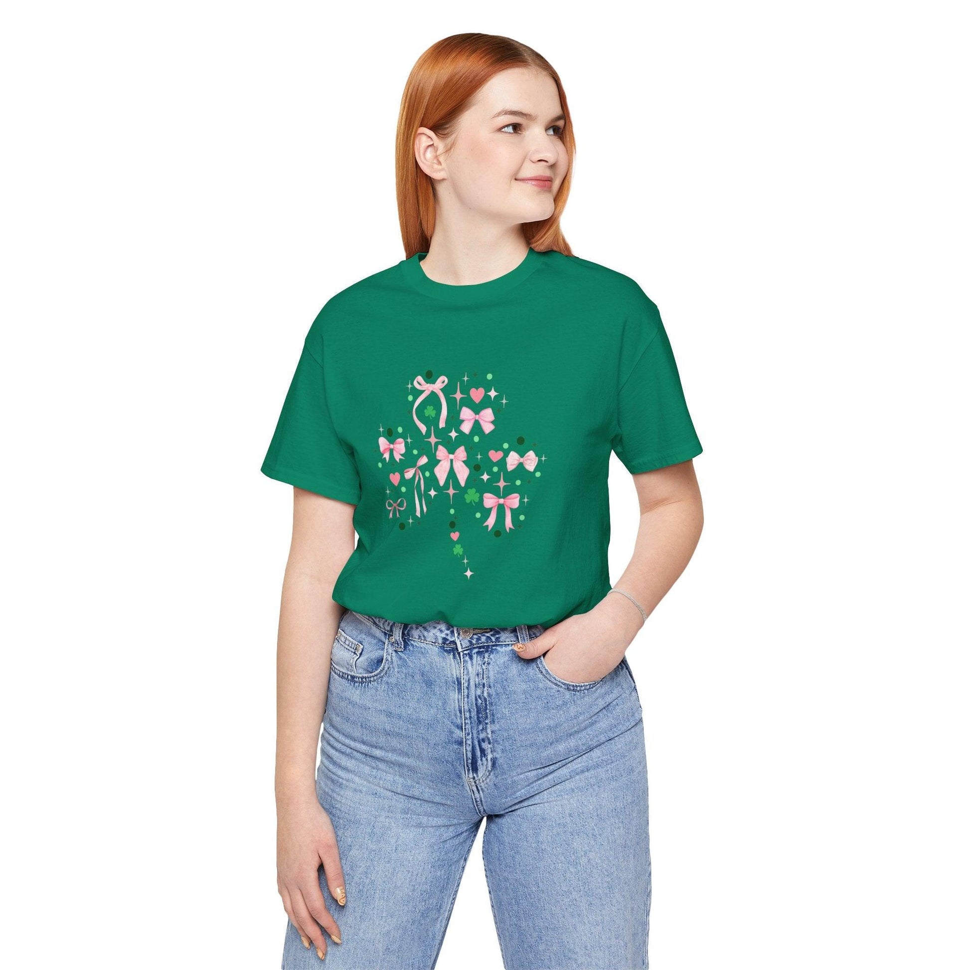 Shamrock Sparkle Unisex Jersey Tee - ☘️💖 Shine Bright this St. Patrick's Day! 💖☘️ - Whippie's