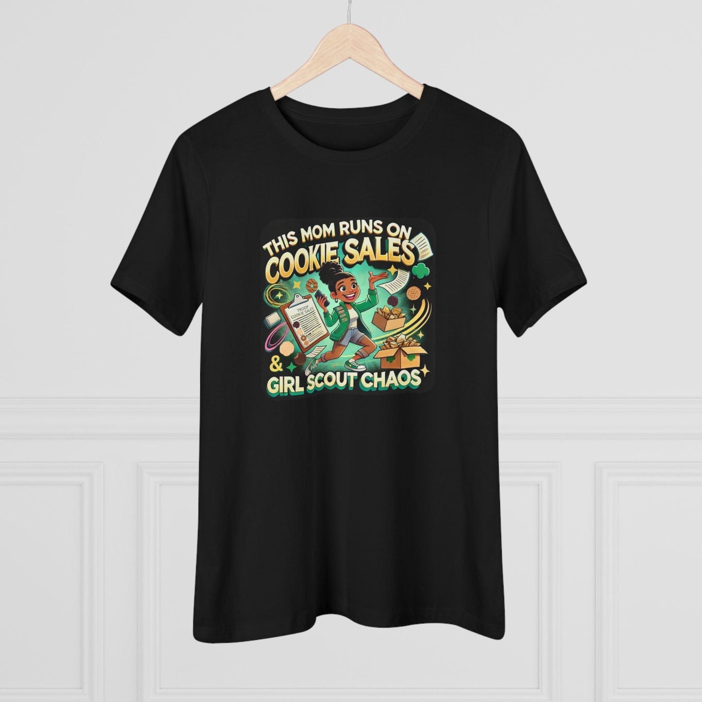 This Mom Runs on Cookies and Girl Scout Chaos - Women's Tee - Embrace the Girl Scout Hustle! (Leader Edition) - Whippie's