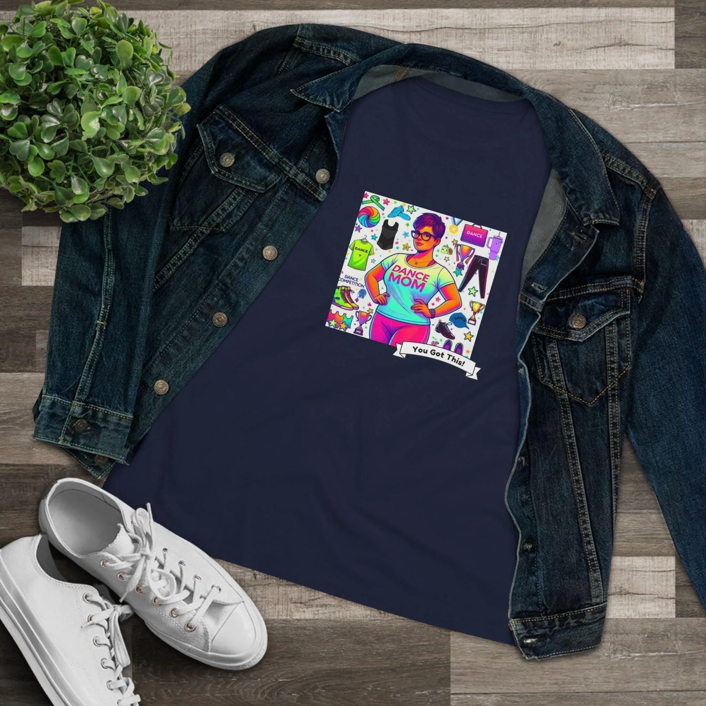 Dance Mom: "You've Got This" - Brunette with Glasses Mom - Short Hair - Boy Dancer - Women's Softsyle Tee - Whippie's