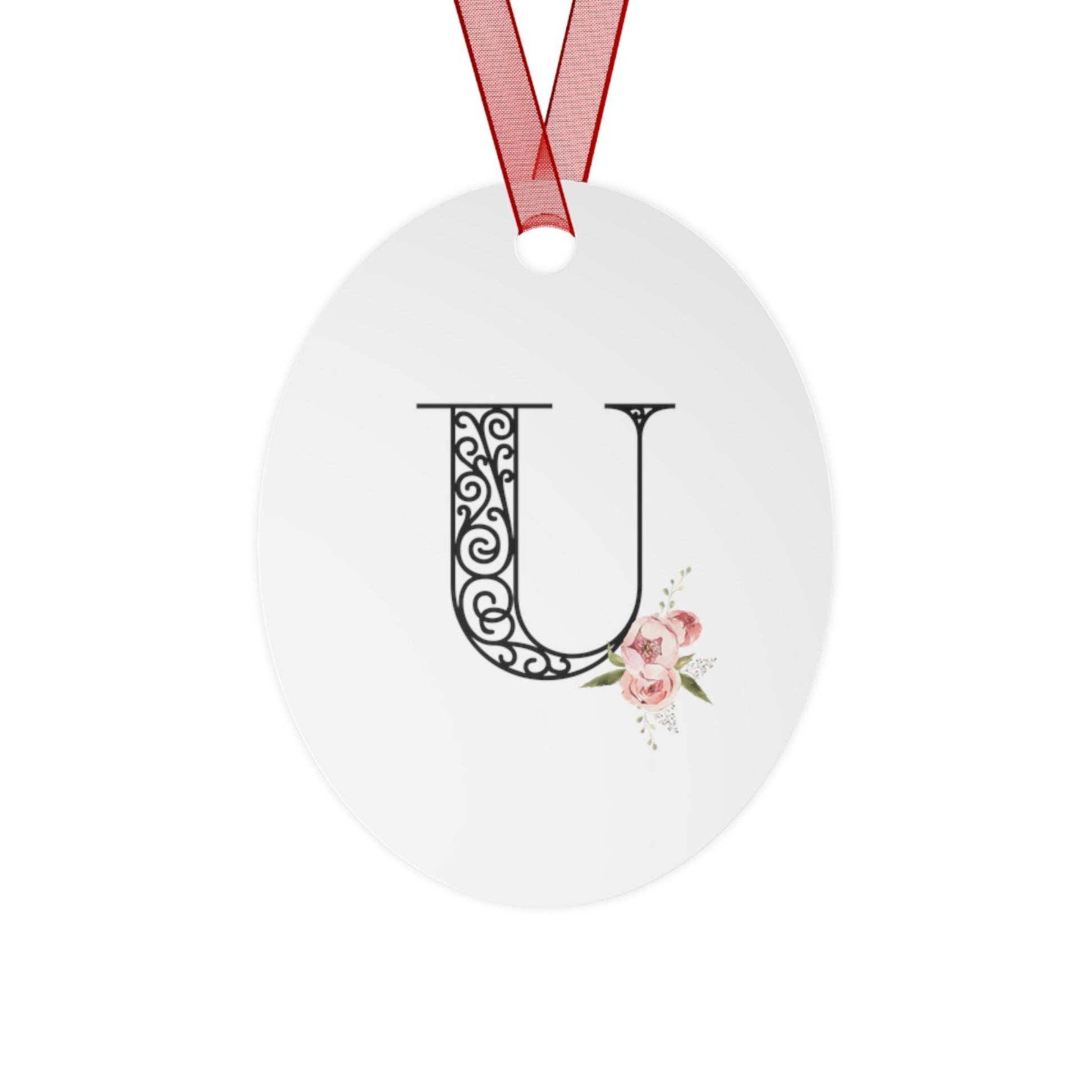 Floral Letters: Letter U - Metal Christmas Ornament - Whippie's