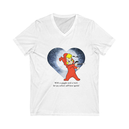 Good Little Witch- Spread Joy and Self-Love ✨- Unisex Jersey Short Sleeve V-Neck Tee - Whippie's