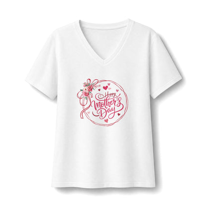 Happy Mother's Day Peonies V-Neck T-Shirt