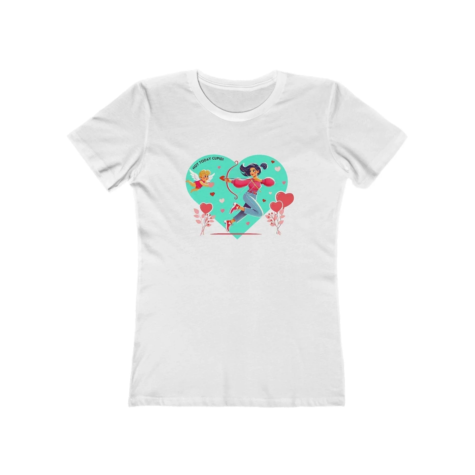 💖 Not Today Cupid! 💘 Women's Boyfriend Tee ✨ Love on your own terms! - Whippie's