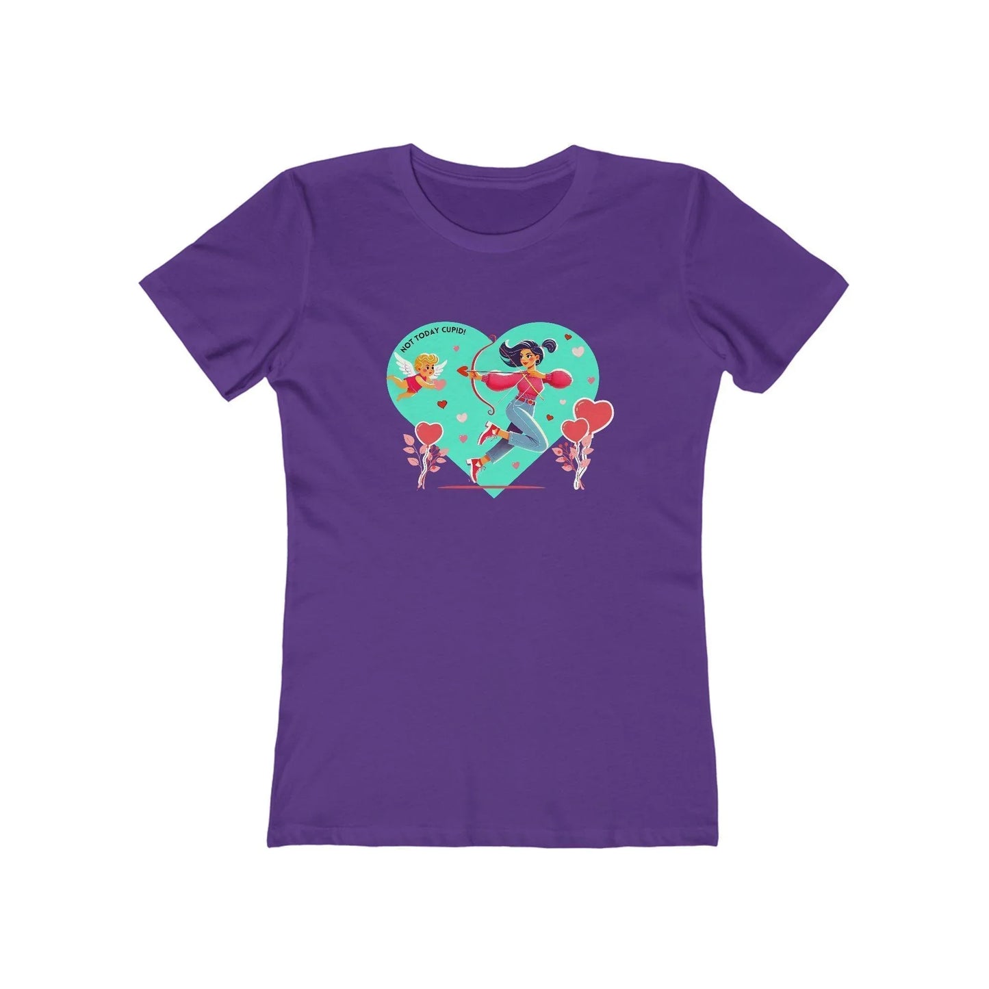 💖 Not Today Cupid! 💘 Women's Boyfriend Tee ✨ Love on your own terms! - Whippie's