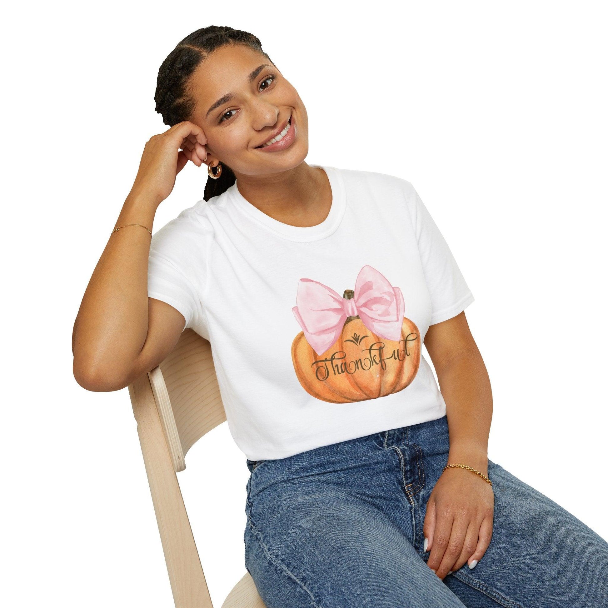 Thankful Pumpkin - A Heart Full of Gratitude! 🧡🎀 Unisex Tee - Whippie's