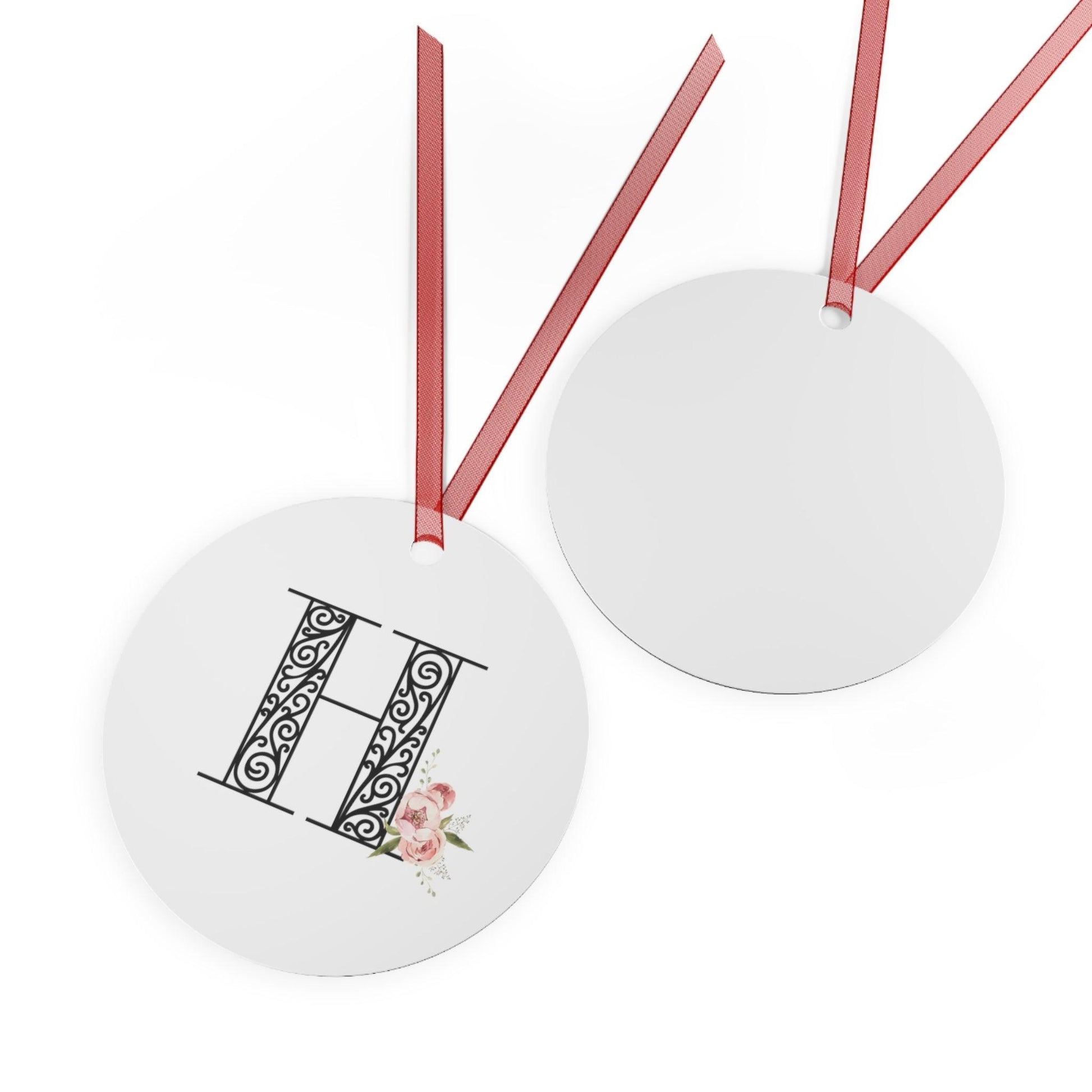 Floral Letters: Letter H - Metal Christmas Ornament - Whippie's