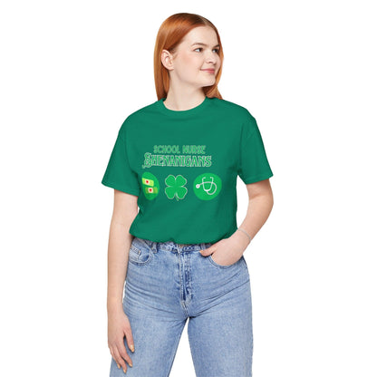 School Nurse Shenanigans - Unisex Jersey T-Shirt - Honoring Our Everyday Heroes 🩺🍀 - Whippie's
