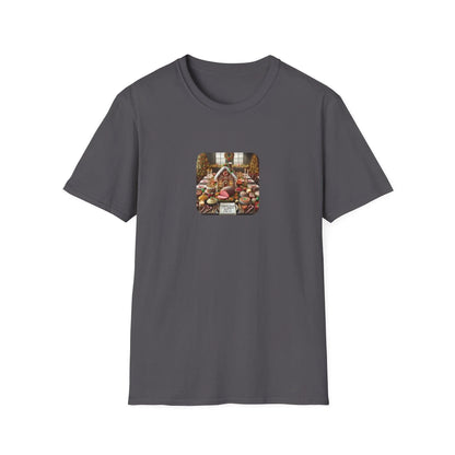 Christmas Calories Don’t Count 🎄 – Fun Festive Design with Gingerbread House & Holiday Feast - Unisex Softstyle Tee - Whippie's