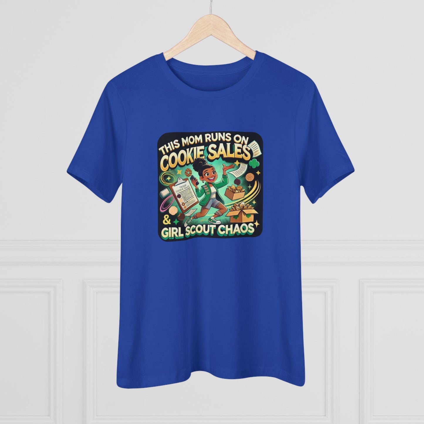 This Mom Runs on Cookies and Girl Scout Chaos - Women's Tee - Embrace the Girl Scout Hustle! (Leader Edition) - Whippie's