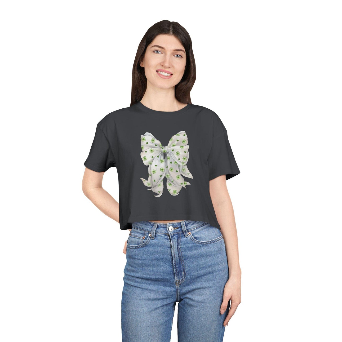 Shamrock Hearts Women's Cropped Tee - Spread the Luck and Love! - Whippie's