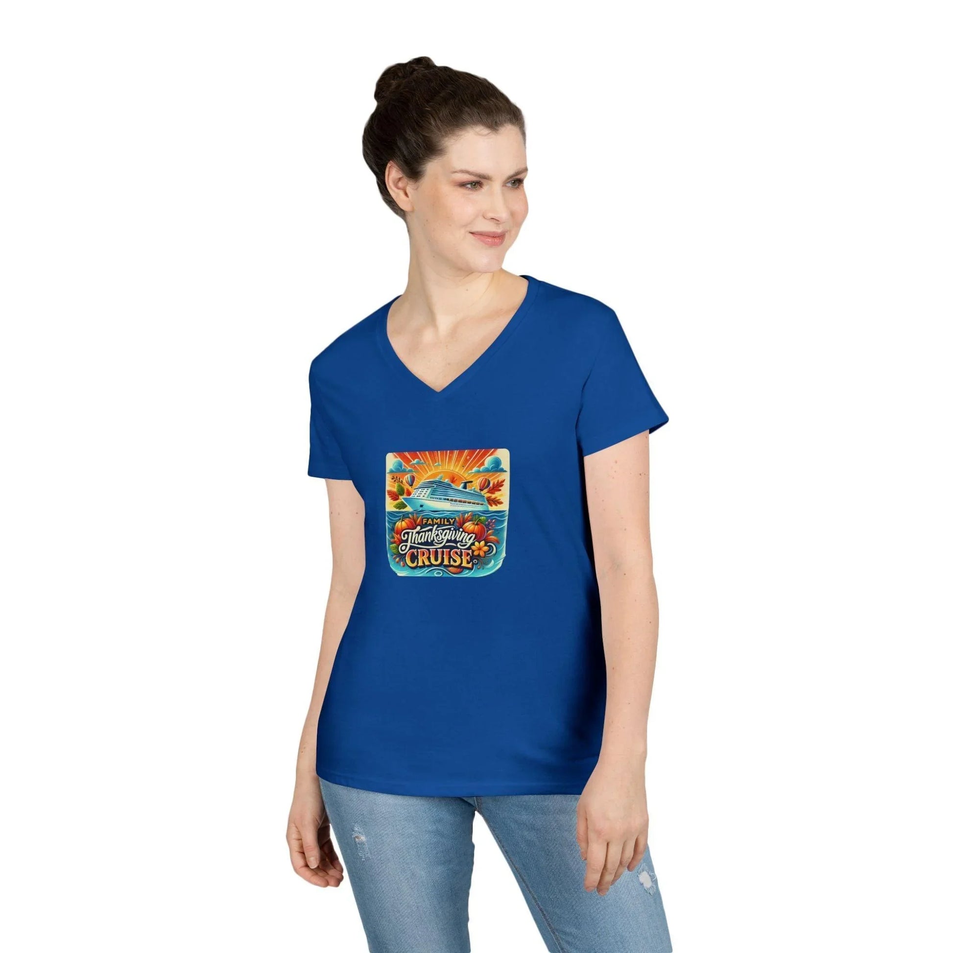 Family Thanksgiving Cruise - Ladies' V-Neck T-Shirt - Personalizable - Whippie's