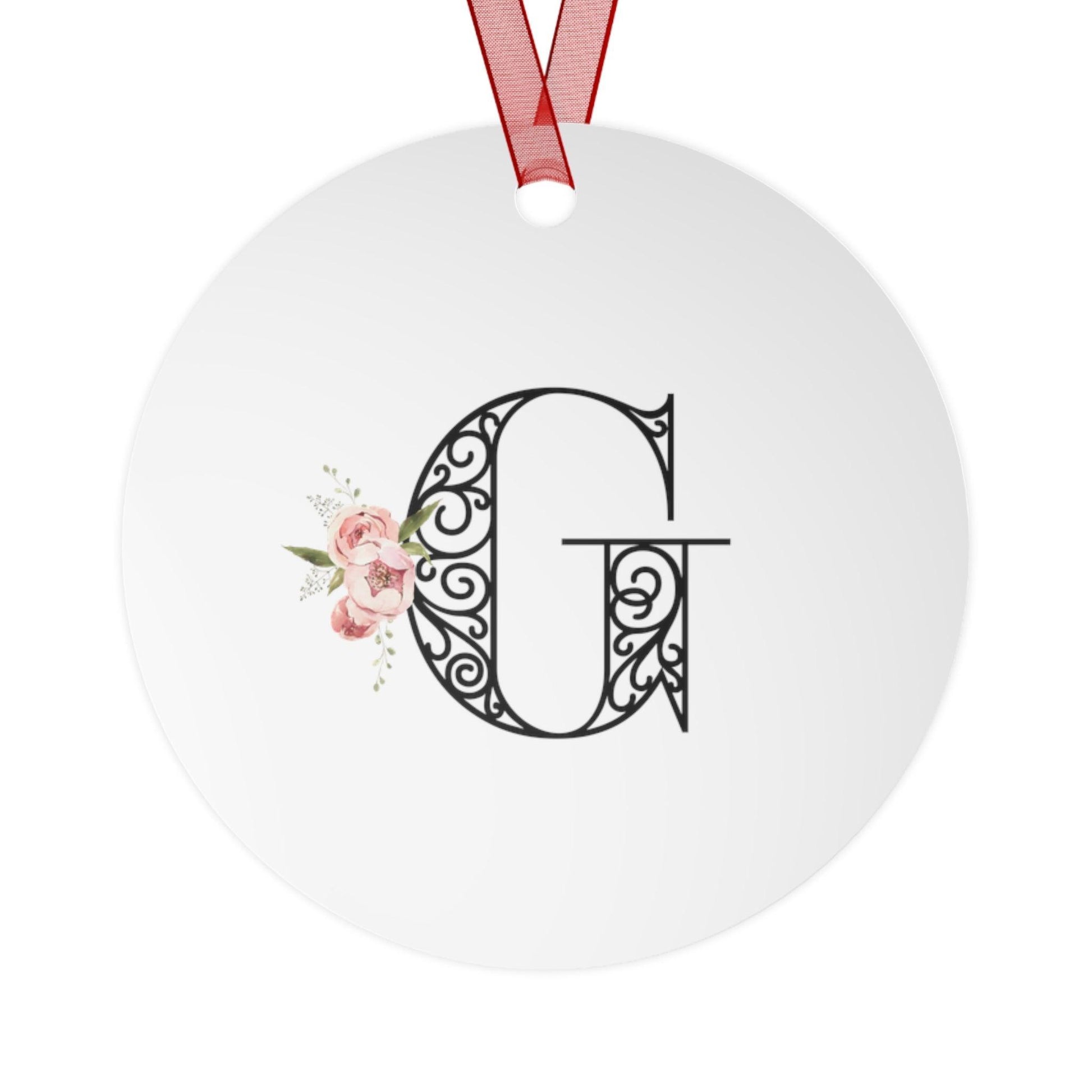 Floral Letters: Letter G - Metal Christmas Ornament - Whippie's