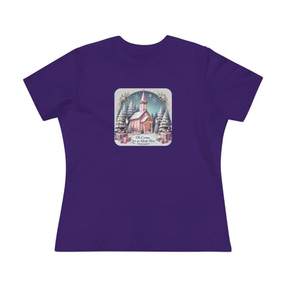 💖⛪ Pink Church - Oh Come, Let Us Adore Him ❄️🎁 - Women's Softstyle Tee - Whippie's