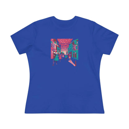Pink and Teal Holiday Village - Women's Softstyle Tee - Whippie's