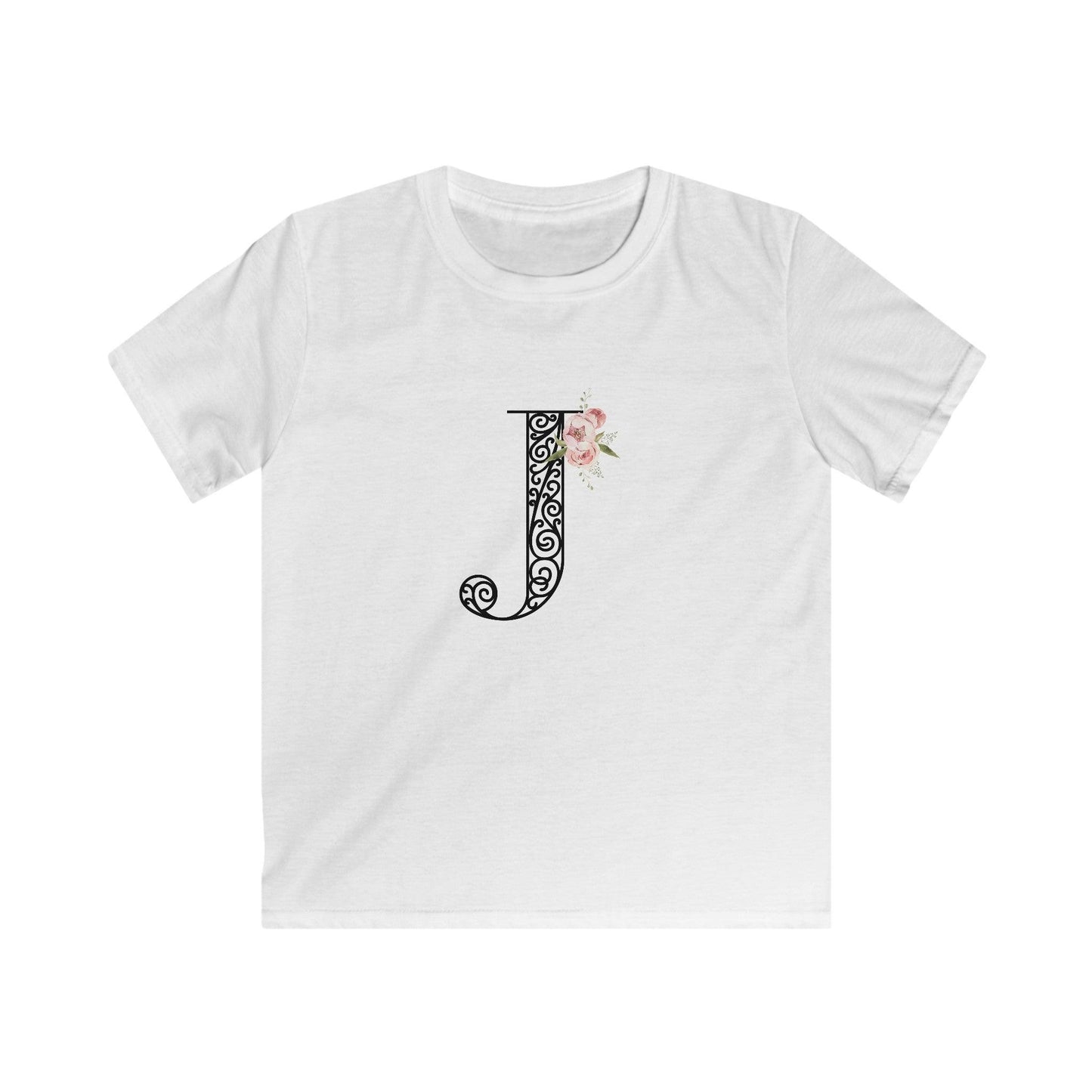 Floral Letters: Letter J - Kids Softstyle Tee - Whippie's