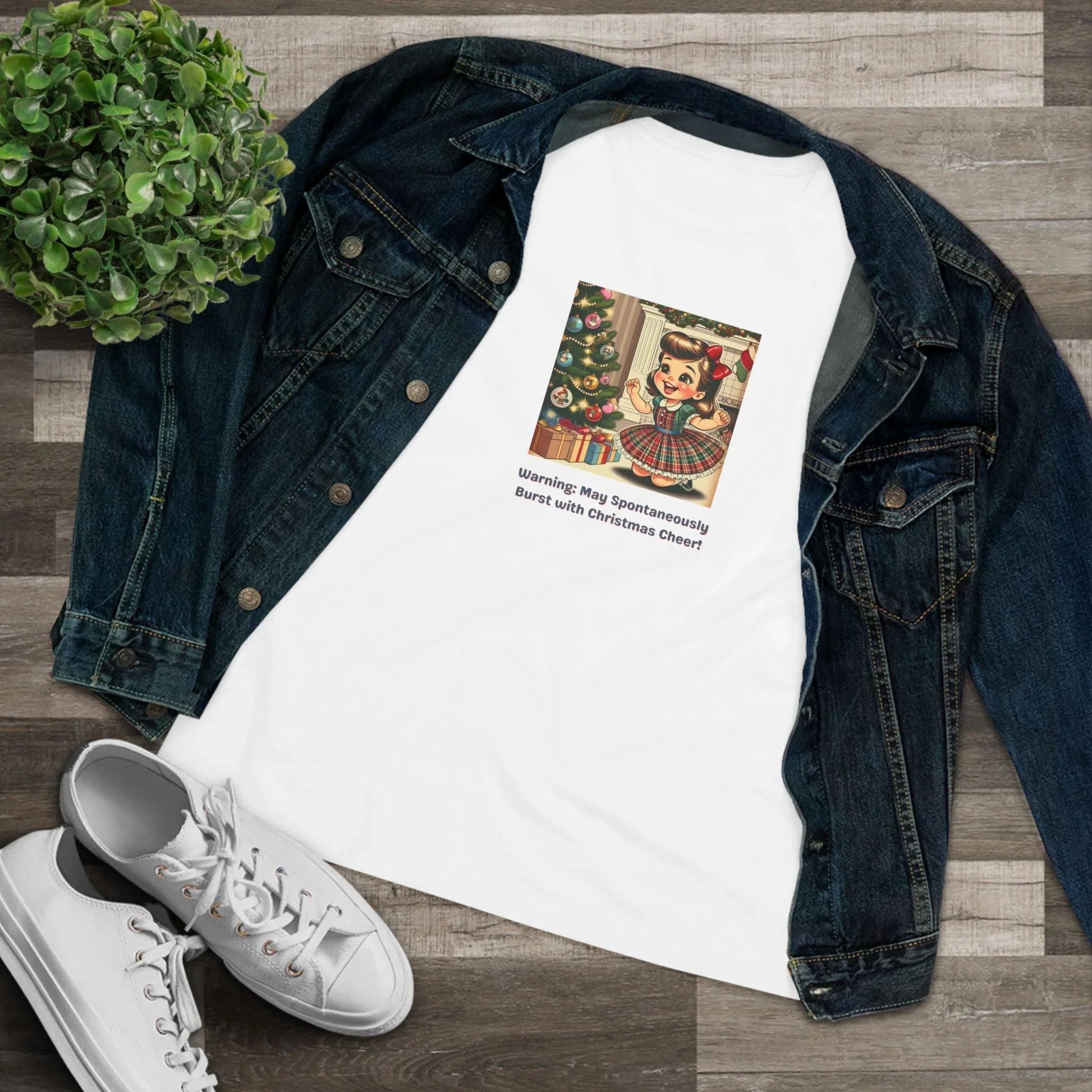 Warning: May Spontaneously Burst with Christmas Cheer! - Women's Softstyle Tee - Whippie's