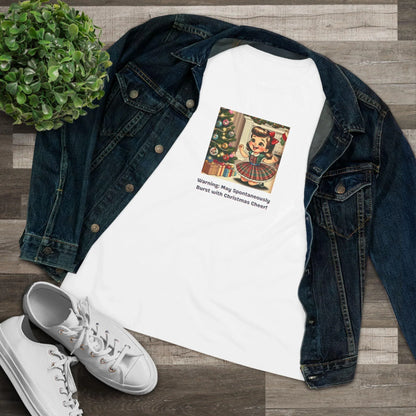 Warning: May Spontaneously Burst with Christmas Cheer! - Women's Softstyle Tee - Whippie's