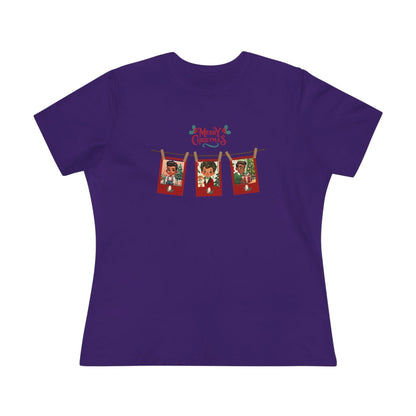 Merry Christmas - Photo Banner - Darker Skin Tone - Women's Softstyle Tee - Whippie's