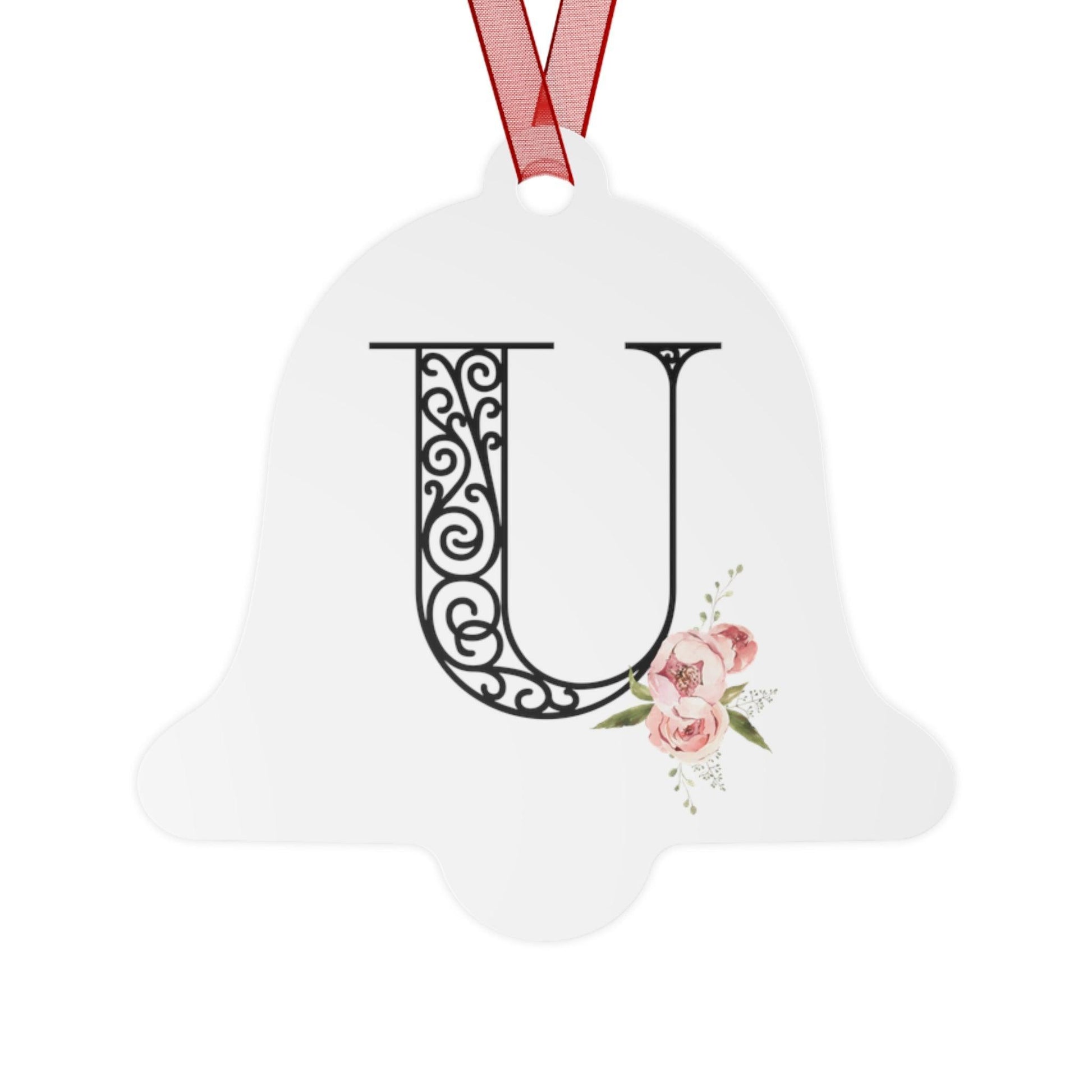 Floral Letters: Letter U - Metal Christmas Ornament - Whippie's