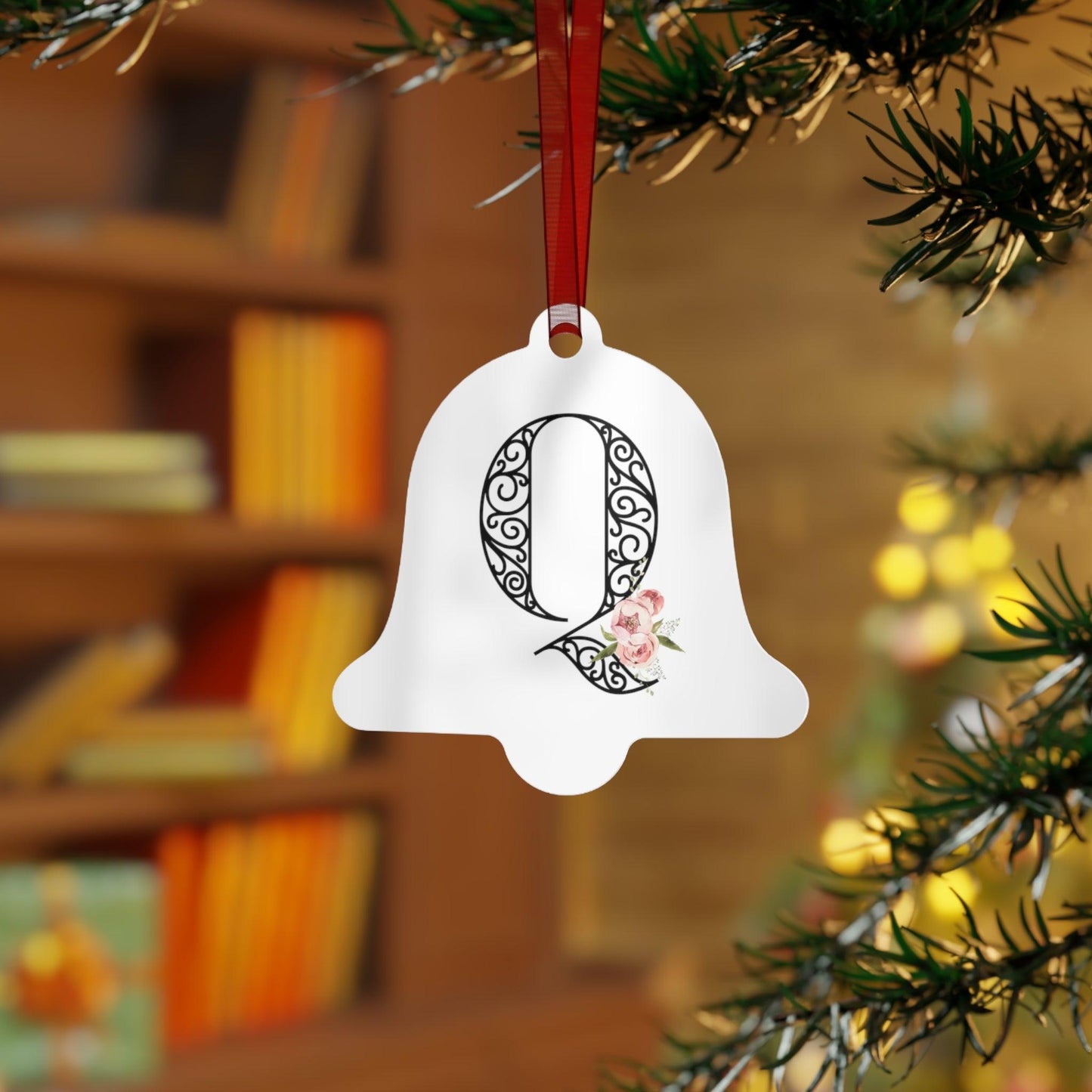 Floral Letters: Letter Q - Metal Christmas Ornament - Whippie's