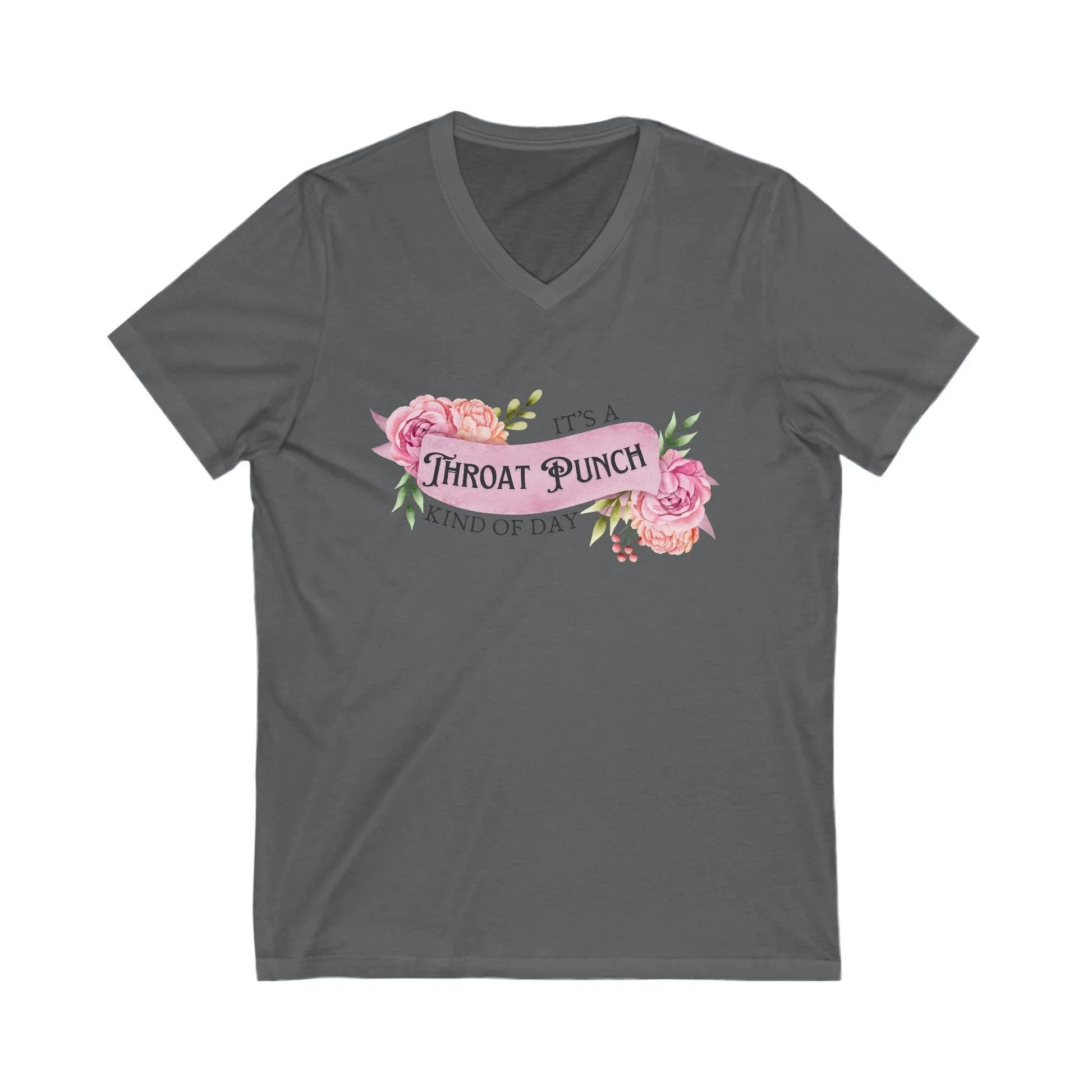 It's a Throat Punch Kind of Day 🌸👊 Unisex Jersey Short Sleeve V-Neck Tee - Whippie's