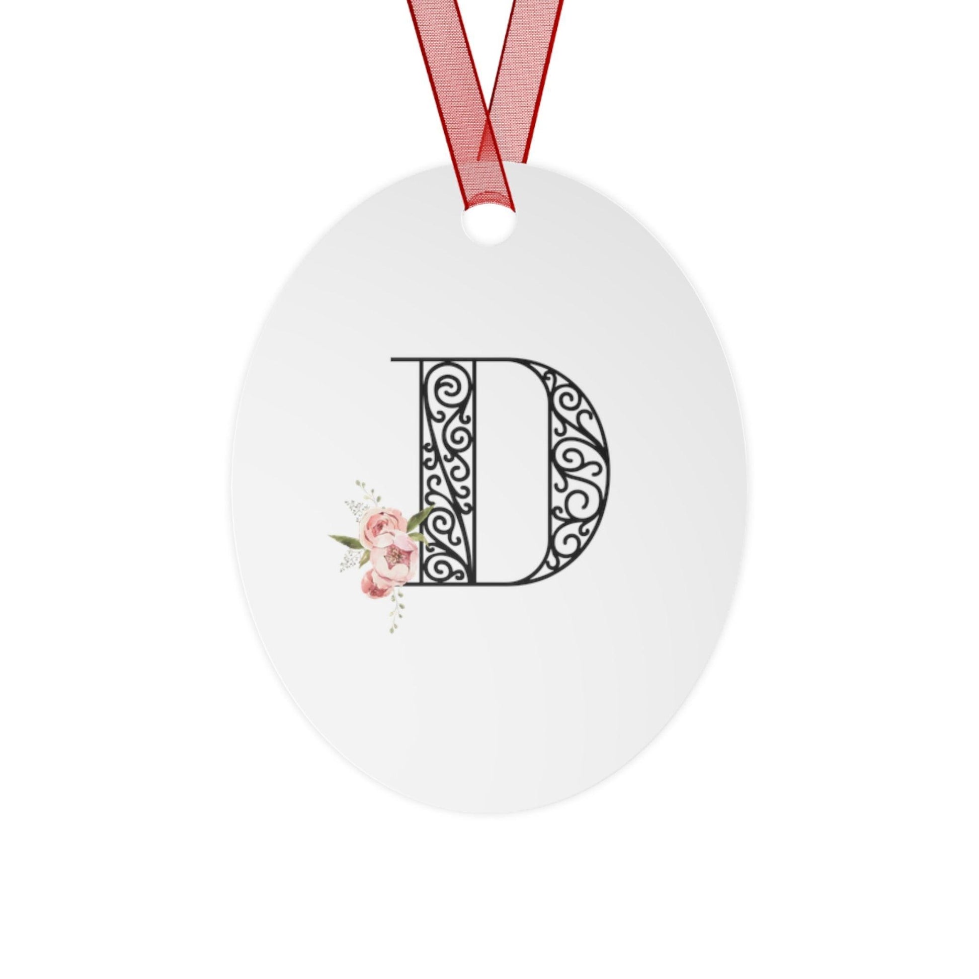 Floral Letters: Letter D - Metal Christmas Ornament - Whippie's