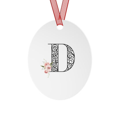 Floral Letters: Letter D - Metal Christmas Ornament - Whippie's